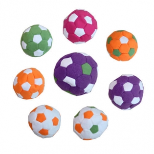 Colorful soccer footbag juggling