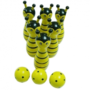 Small cute yellow bee bowling set toy