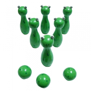 High eveluation frog wood bowling ball set toy