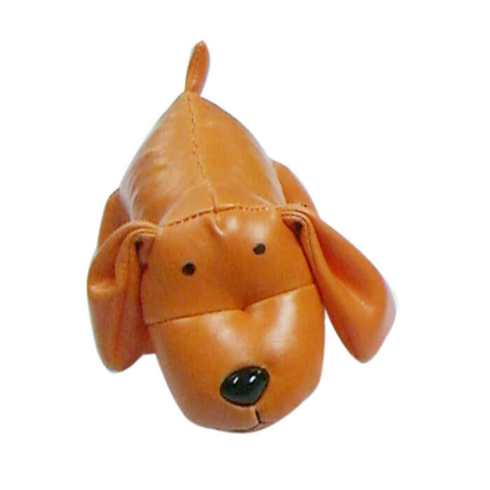 Leather stuffed dog toy