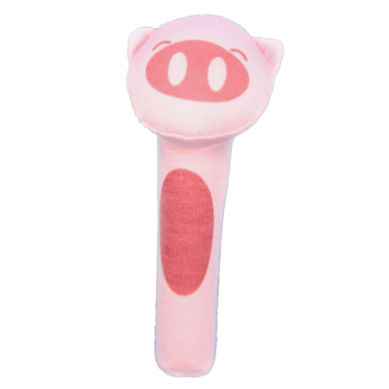 Pink pig baby sound hand stick