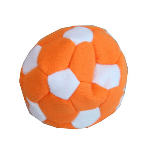 Colorful soccer footbag juggling