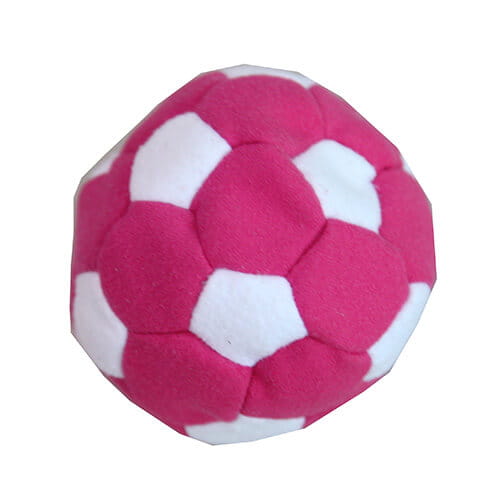 Colorful soccer footbag juggling