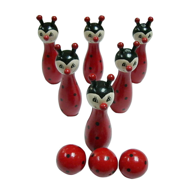 High eveluation frog wood bowling ball set toy