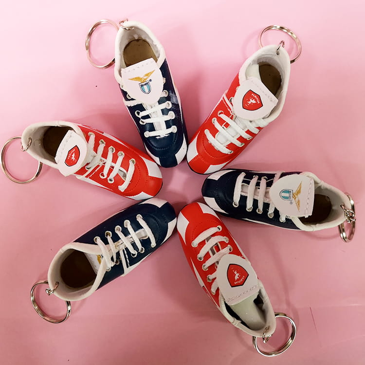 mini leather sport football shoe keychain