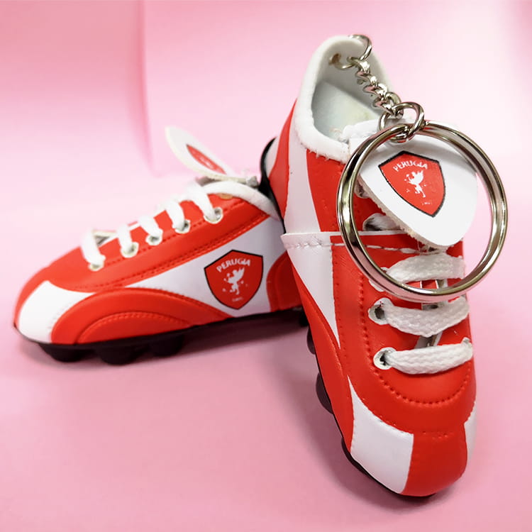 mini leather sport football shoe keychain